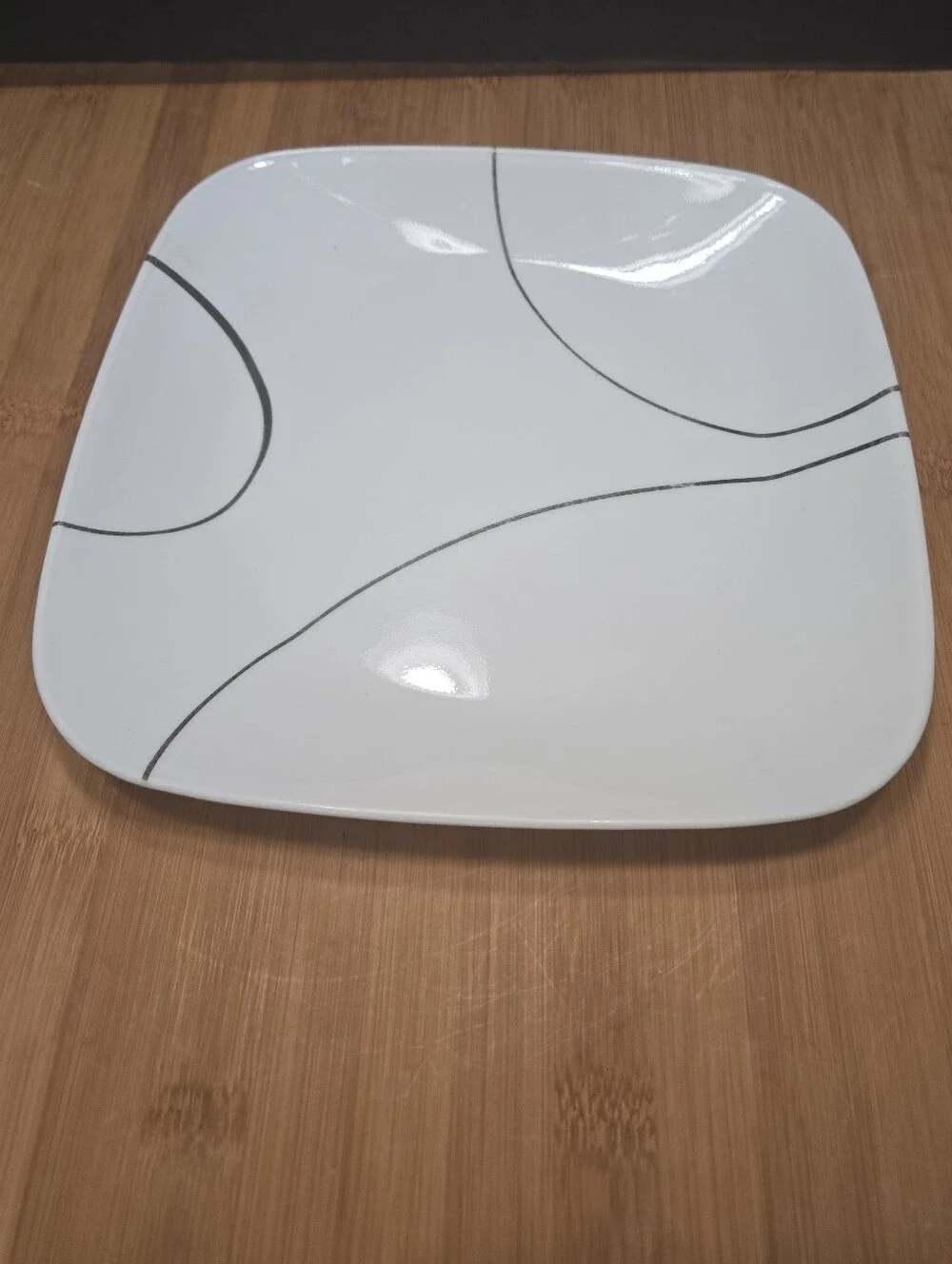 Corelle SIMPLE LINES Break Chip Resistant Black Lines Square Salad Plate 9